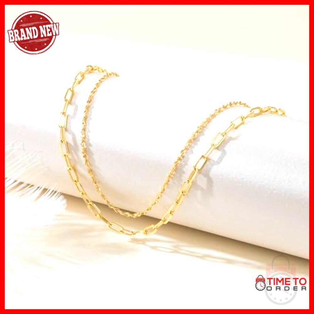 Double Layer Anklet Delicate Chain Paperclip Link… - image 4
